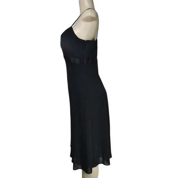 VTG Y2K SLIP DRESS BABY DOLL 100% Silk Black Whimsigoth Fairy LBD Loft Dress 8 - Picture 4 of 11
